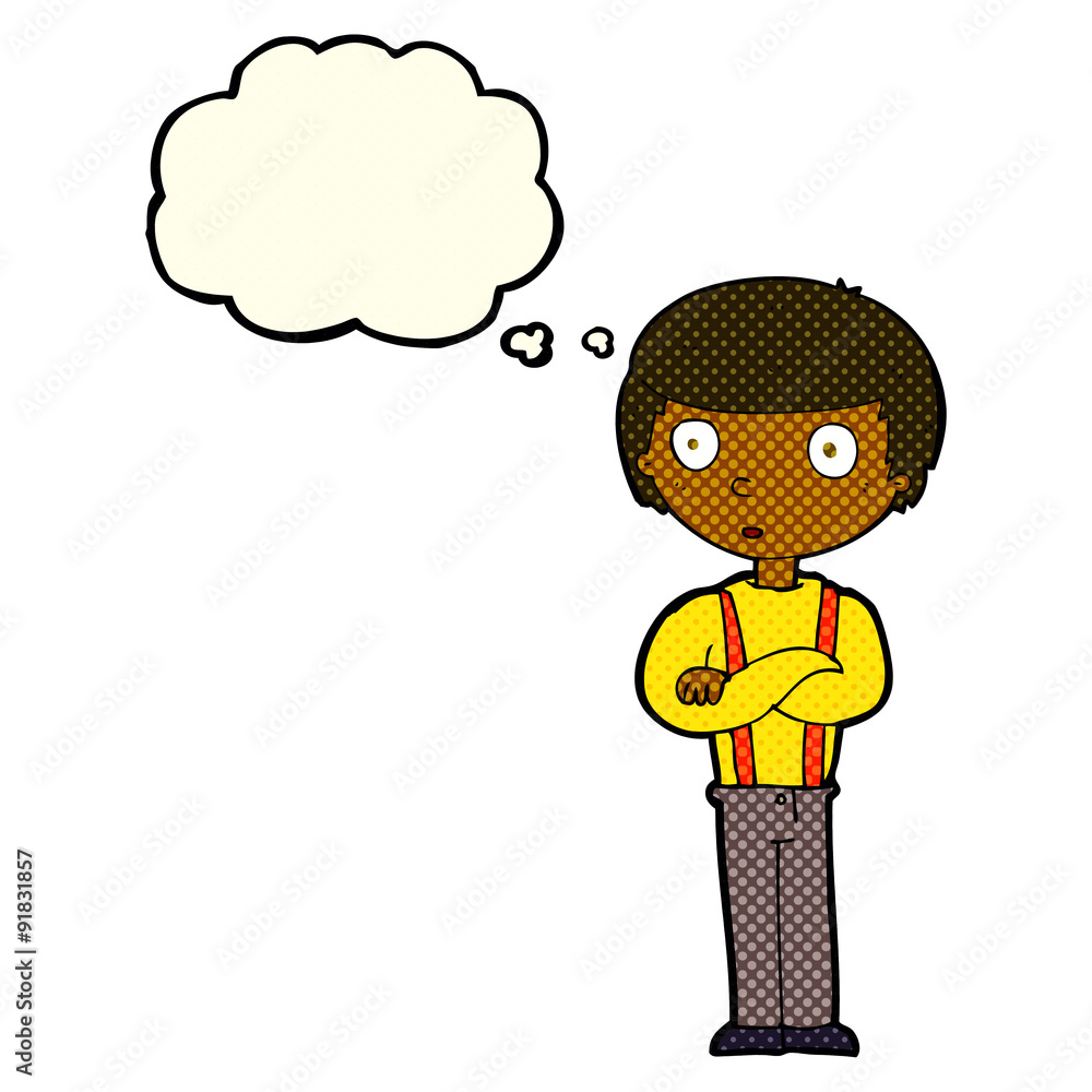 cartoon staring boy with thought bubble cartoon staring boy with thought bubble
