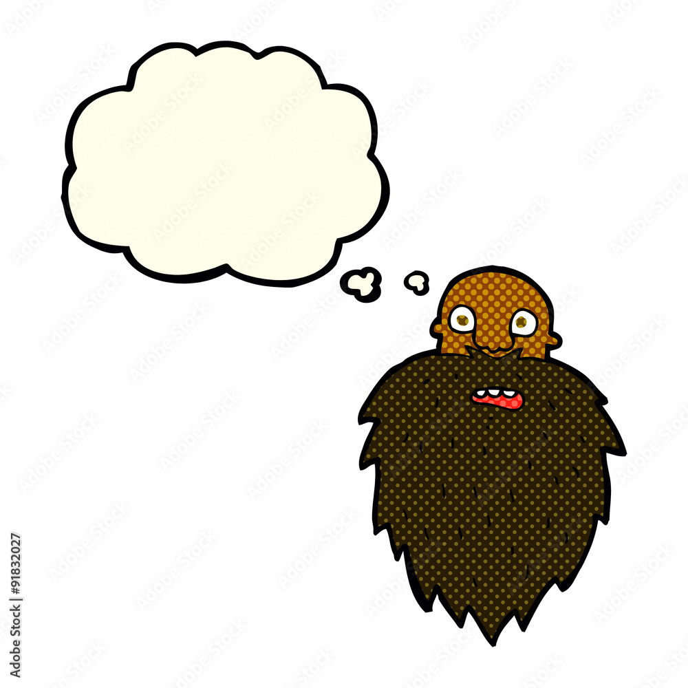 Obraz premium cartoon bearded man with thought bubble