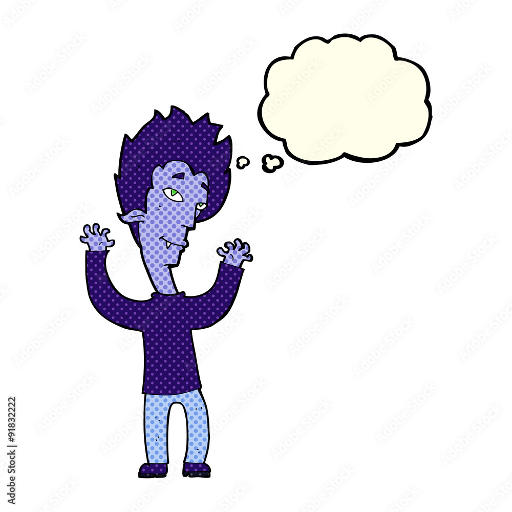 Fototapeta premium cartoon vampire man with thought bubble
