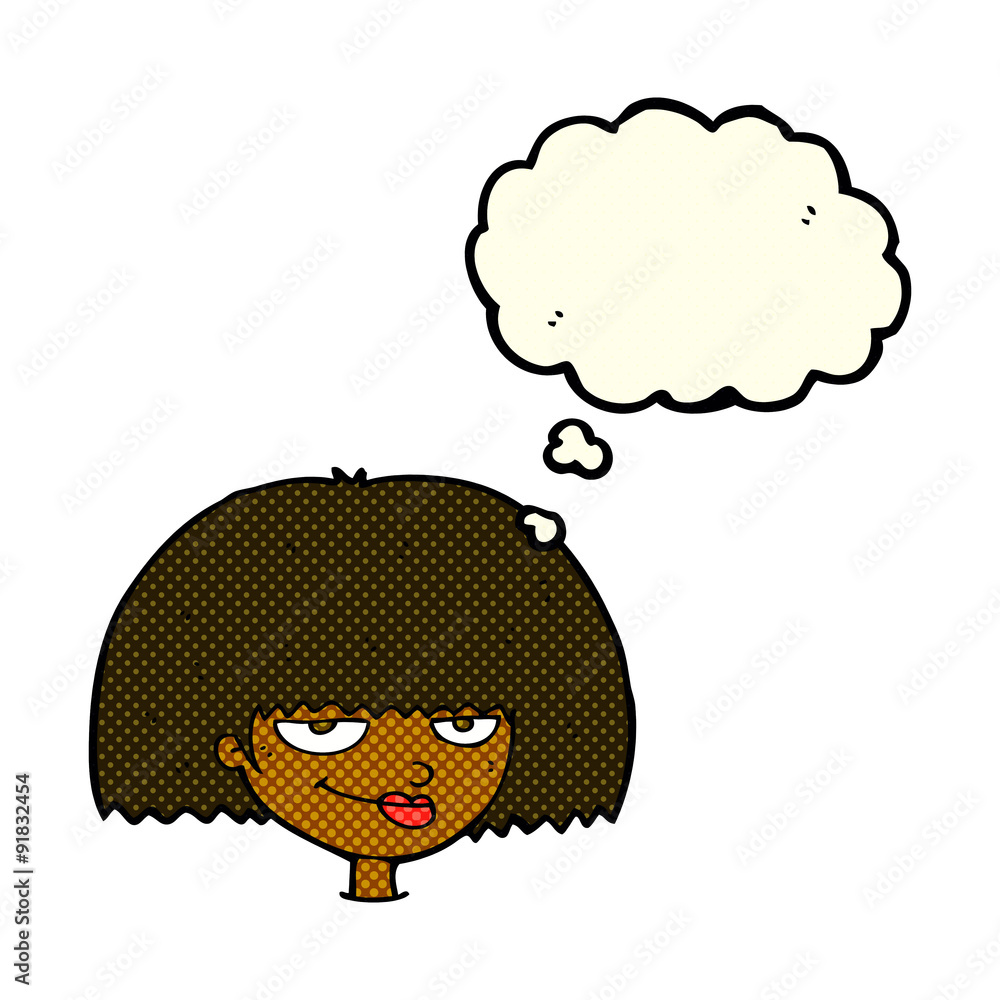 cartoon mean female face with thought bubble cartoon mean female face with thought bubble