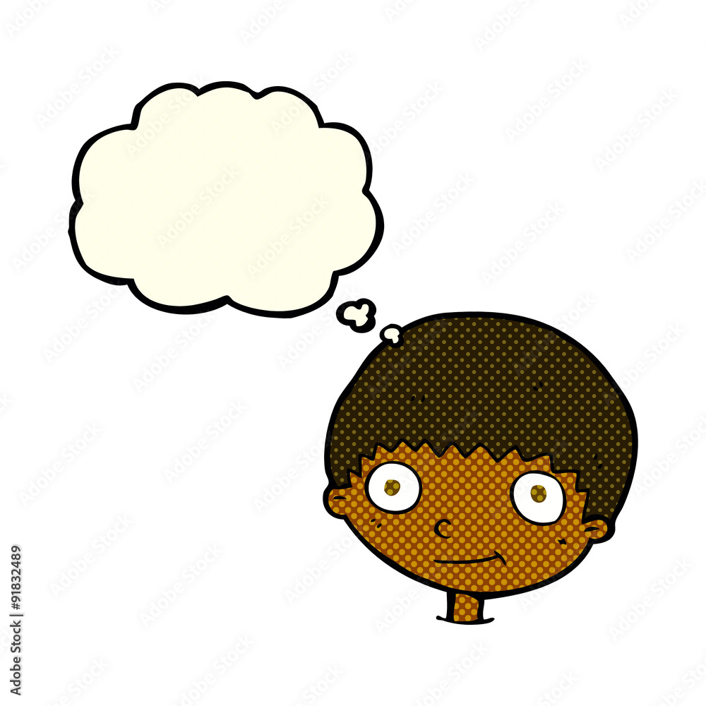 cartoon happy boy with thought bubble cartoon happy boy with thought bubble