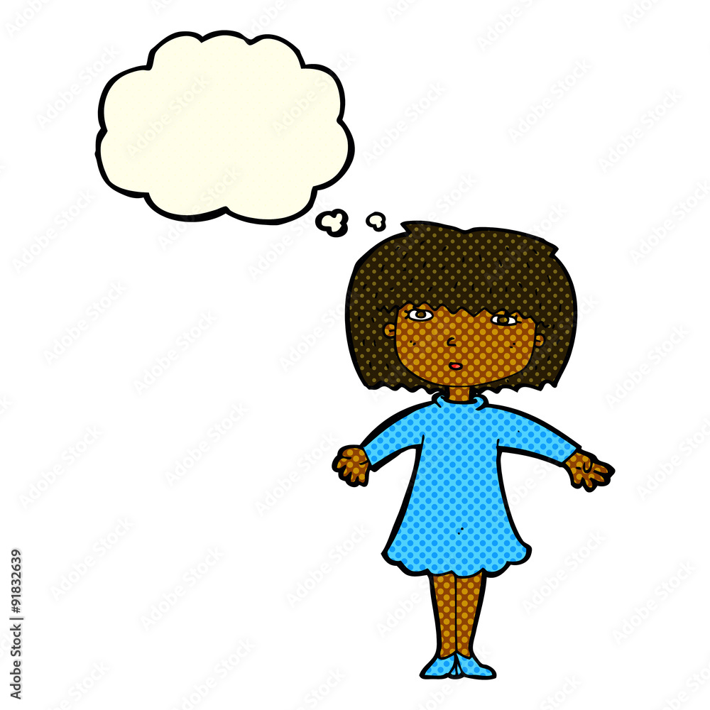 cartoon surprised woman with thought bubble cartoon surprised woman with thought bubble