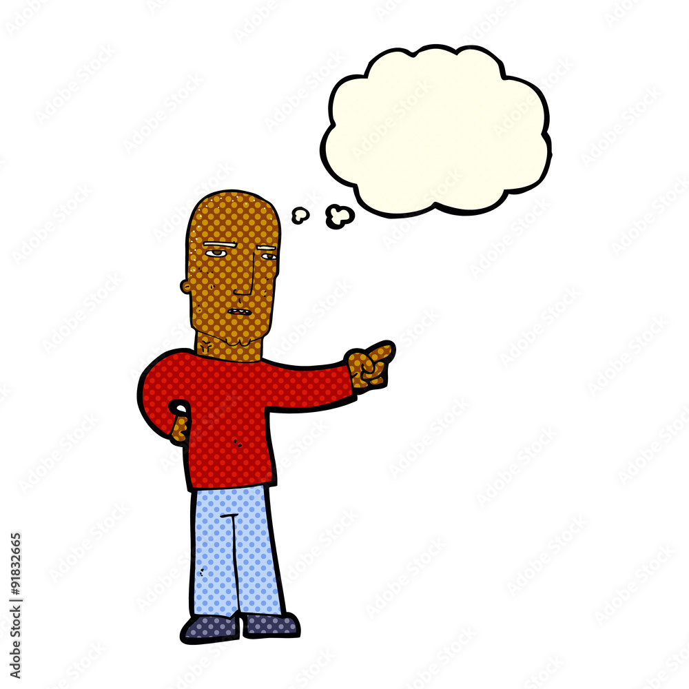 cartoon tough guy pointing with thought bubble cartoon tough guy pointing with thought bubble