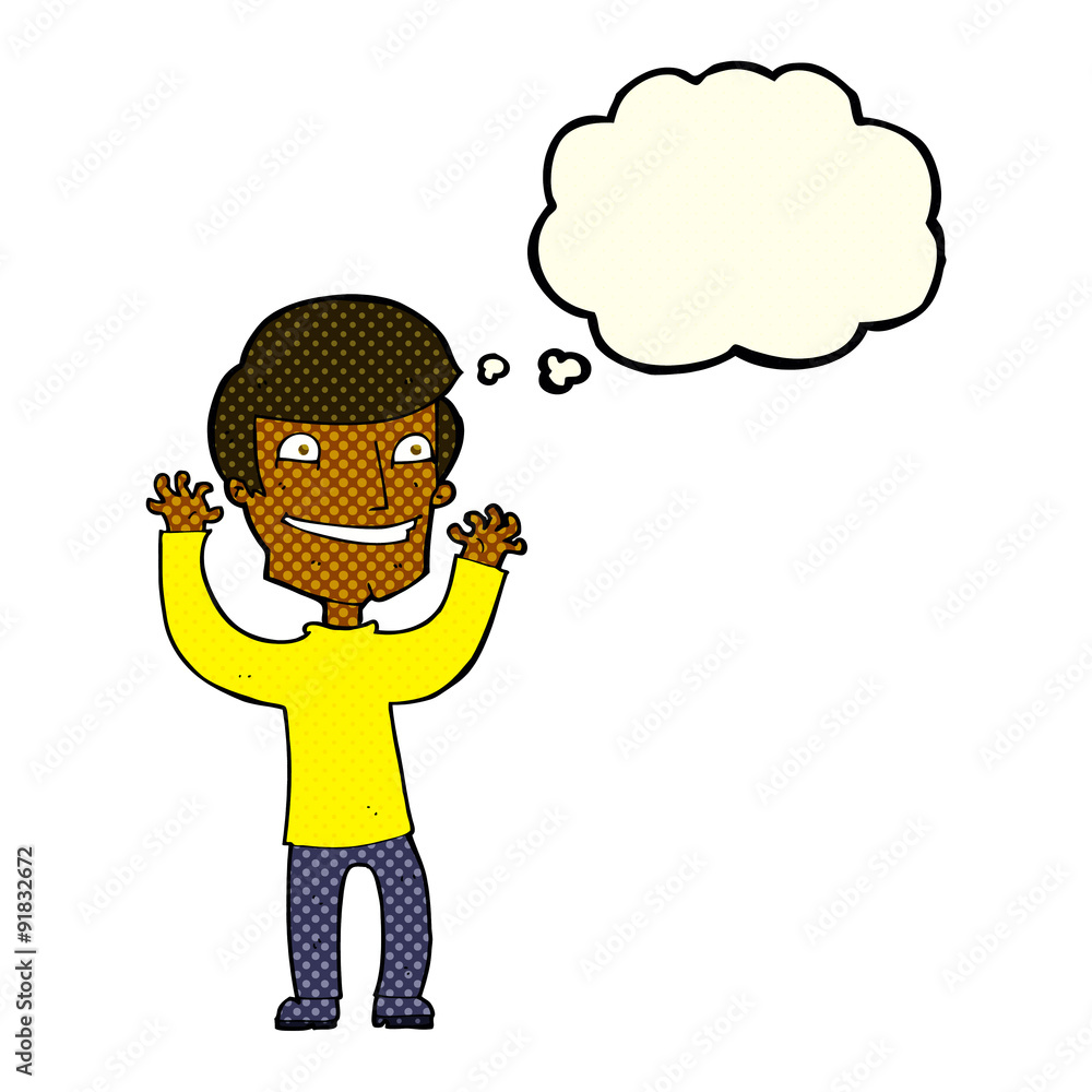 cartoon excited man with thought bubble cartoon excited man with thought bubble