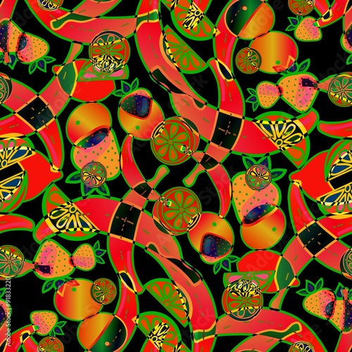 Bright seamless wallpaper with fruits