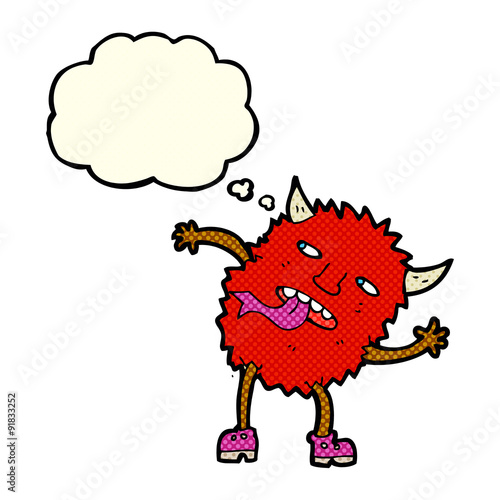 funny cartoon monster with thought bubble