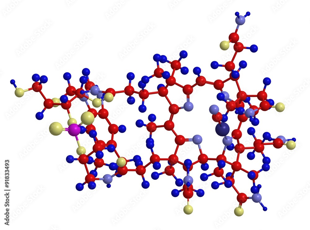 Molecular structure of vitamin B12 (cobalamin) Stock Illustration | Adobe  Stock