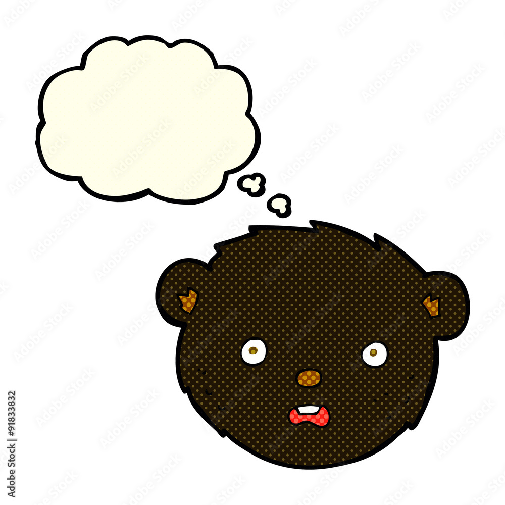 cartoon black bear face with thought bubble cartoon black bear face with thought bubble