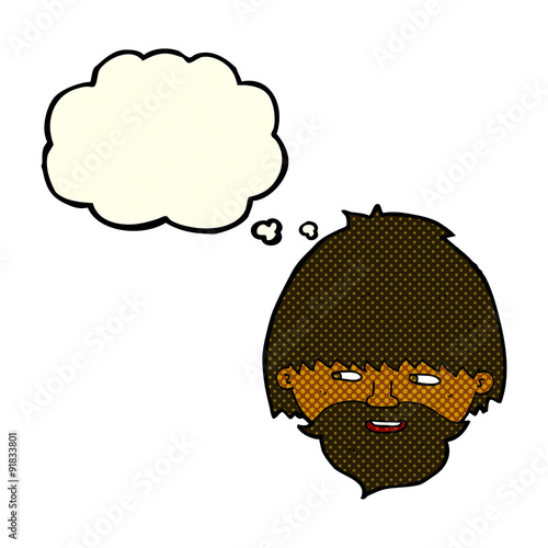 cartoon bearded man with thought bubble