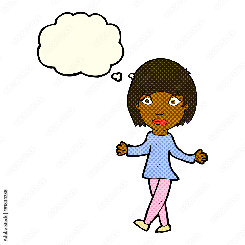 cartoon surprised woman with thought bubble cartoon surprised woman with thought bubble