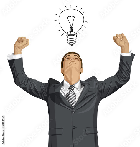 Vector Businessman With Hands Up