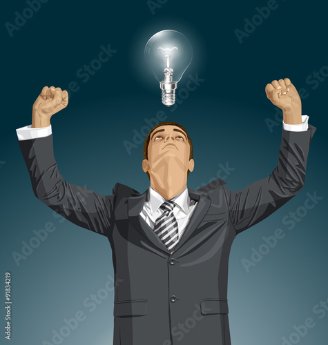Vector Businessman With Hands Up