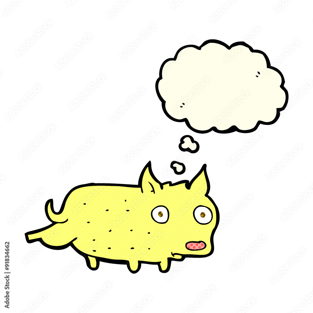 cartoon little dog cocking leg with thought bubble cartoon little dog cocking leg with thought bubble