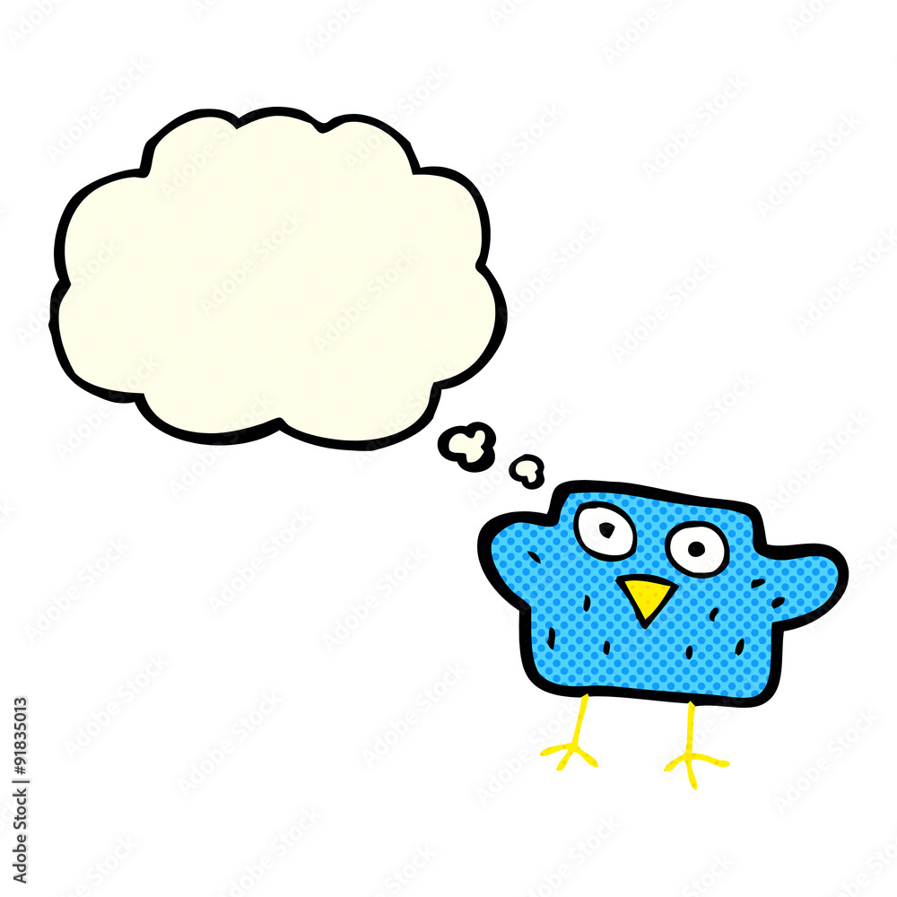 Naklejka premium cartoon bird with thought bubble