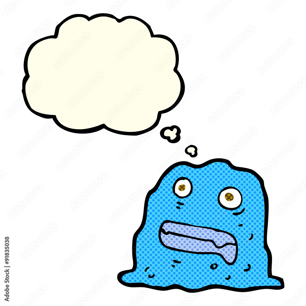cartoon slime creature with thought bubble cartoon slime creature with thought bubble