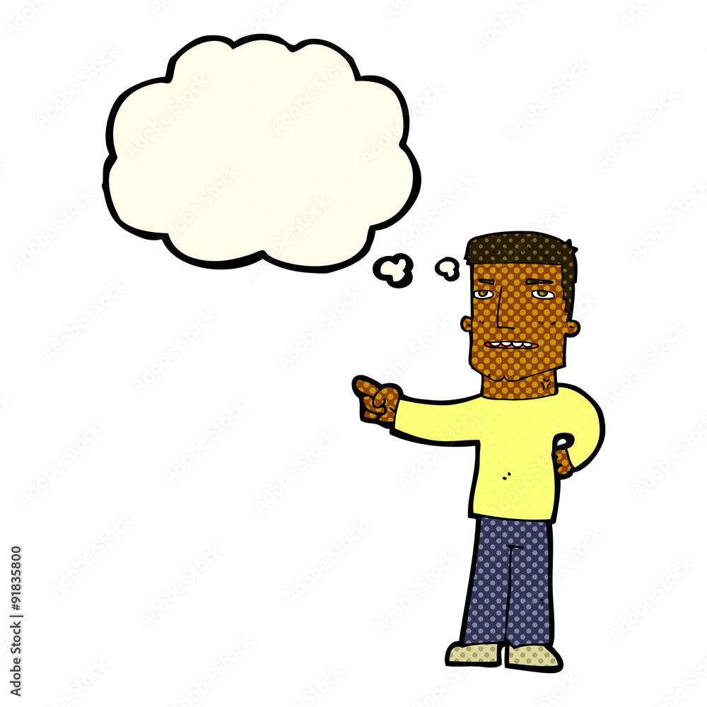 cartoon man pointing with thought bubble cartoon man pointing with thought bubble