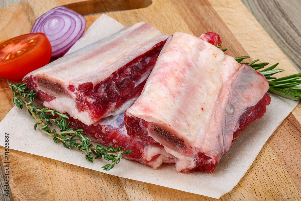 Raw beef ribs