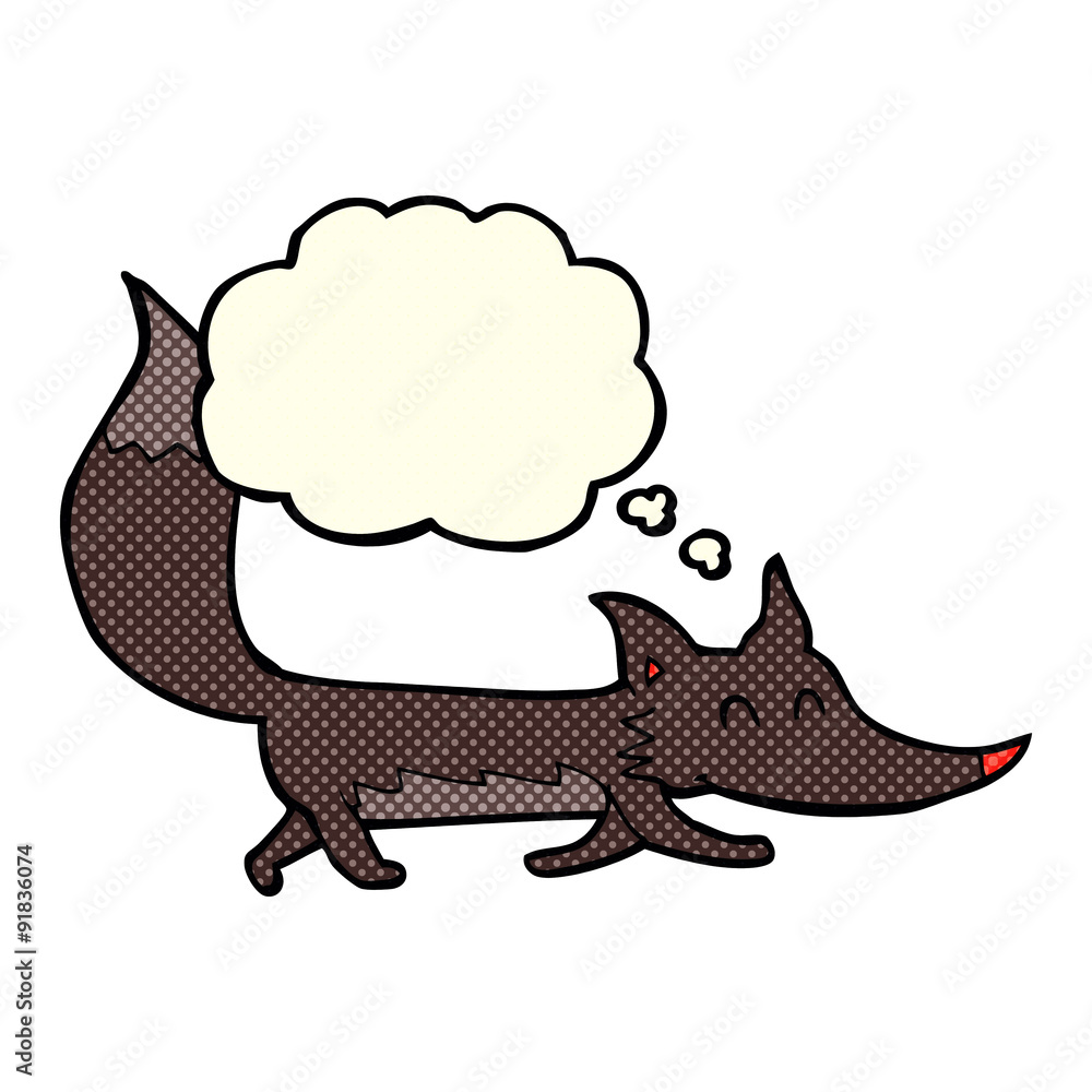cartoon little wolf with thought bubble cartoon little wolf with thought bubble