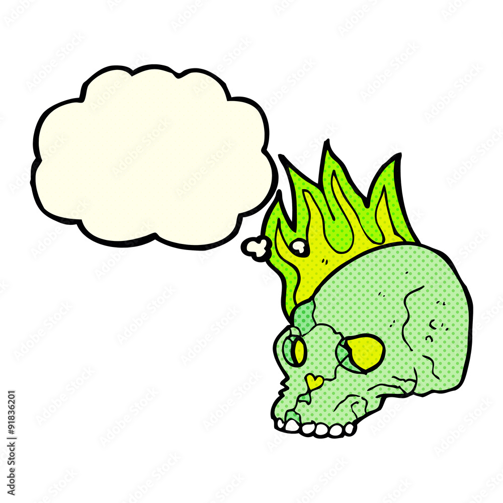 cartoon spooky skull with thought bubble cartoon spooky skull with thought bubble