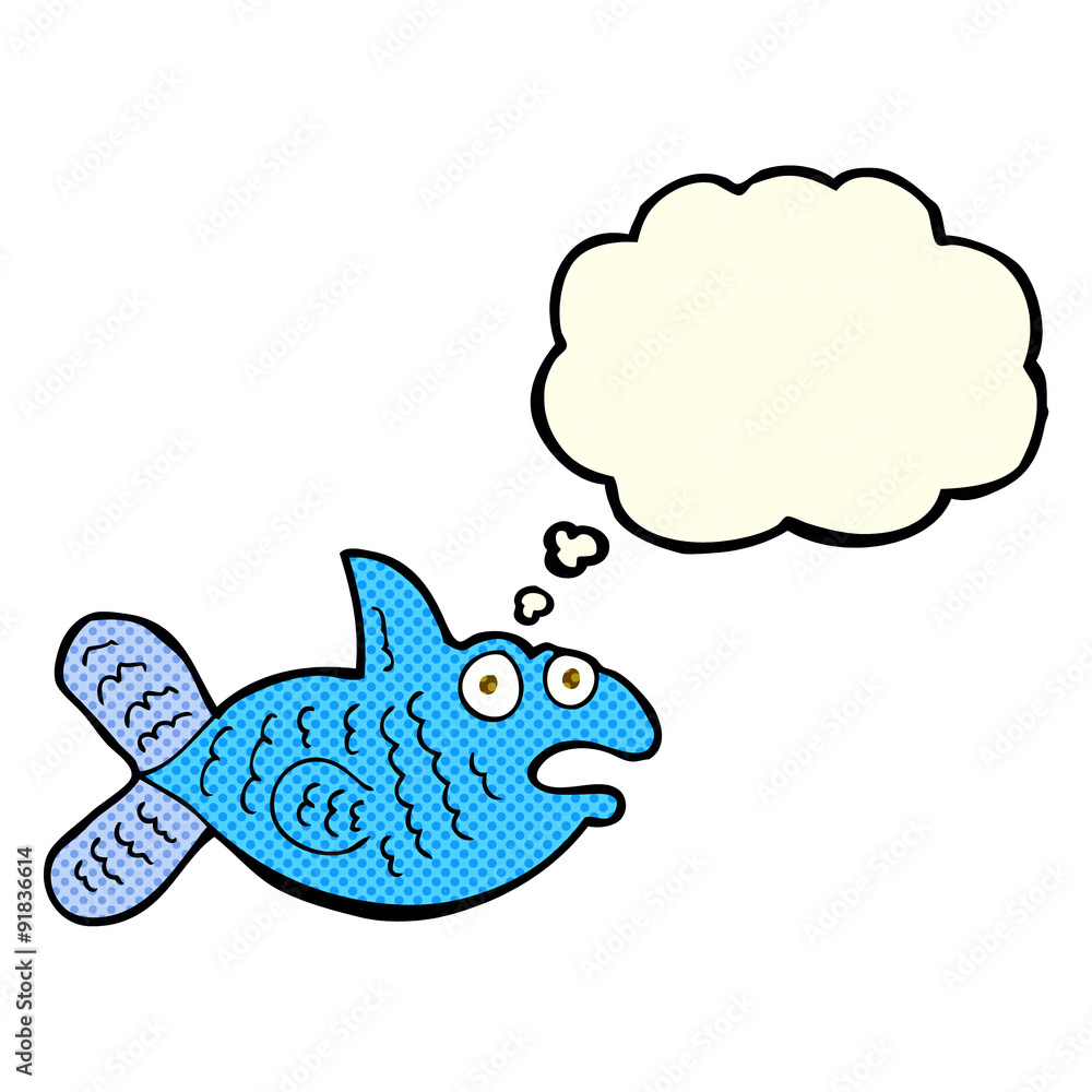Fototapeta premium cartoon fish with thought bubble