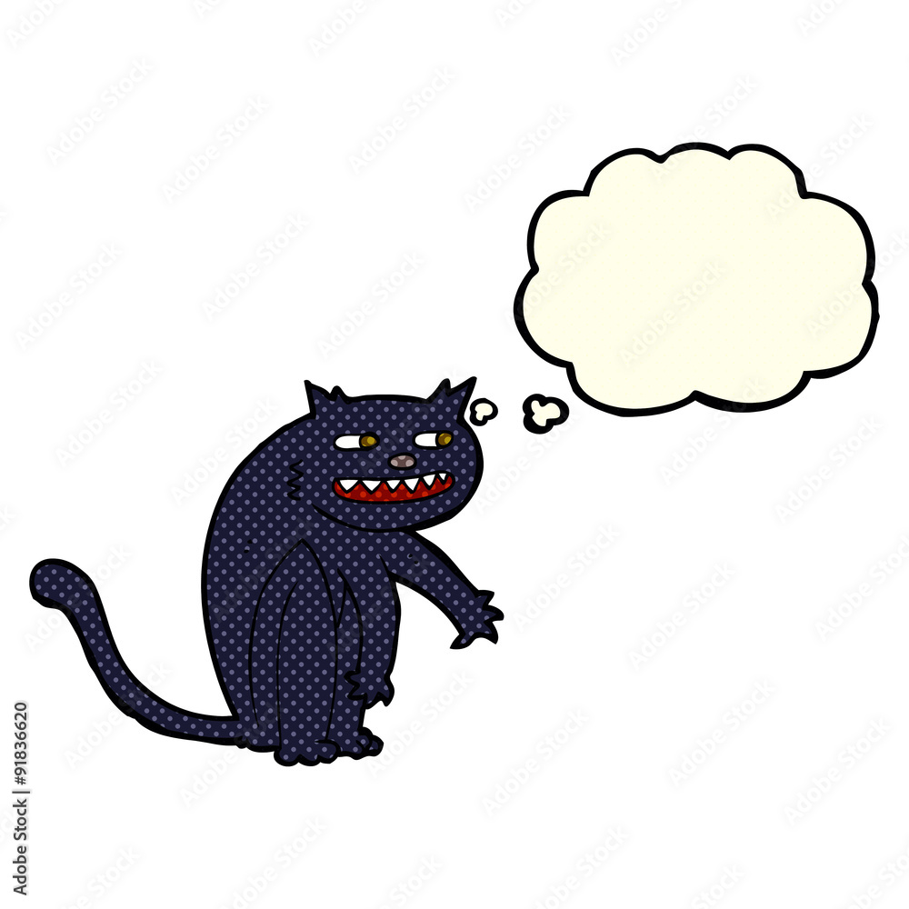 cartoon black cat with thought bubble cartoon black cat with thought bubble