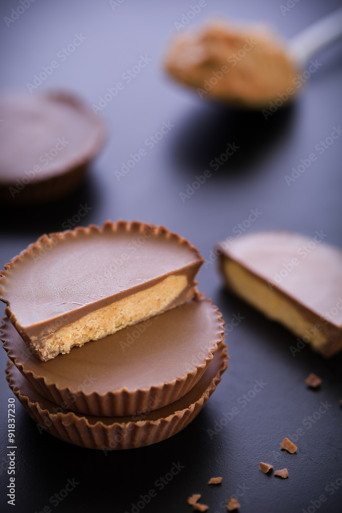 Peanut Butter Cup Stack / Peanut Butter Cup / Peanut Butter Cup Stack on Black Background