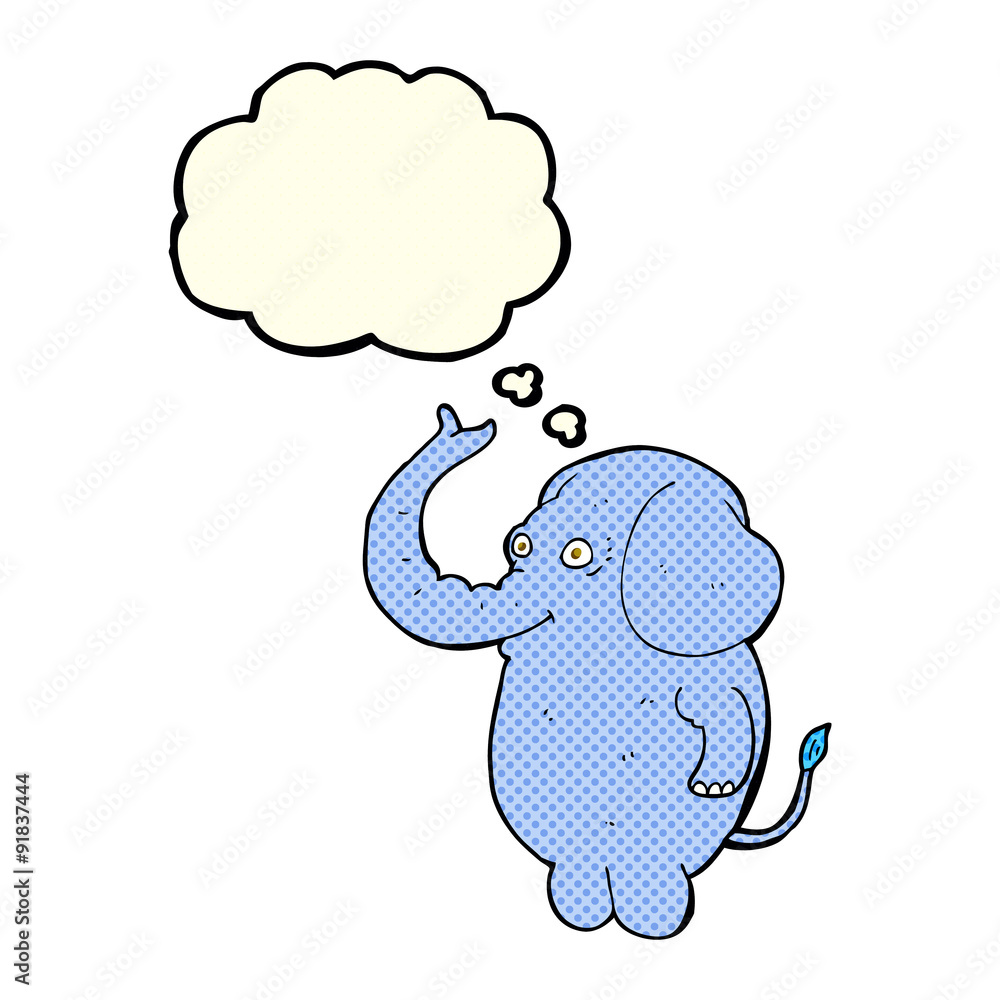 Obraz premium cartoon funny elephant with thought bubble