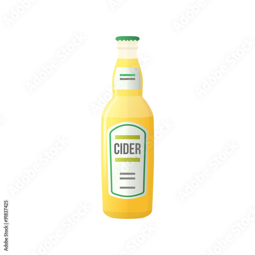 colored flat light cider bottle illustration.