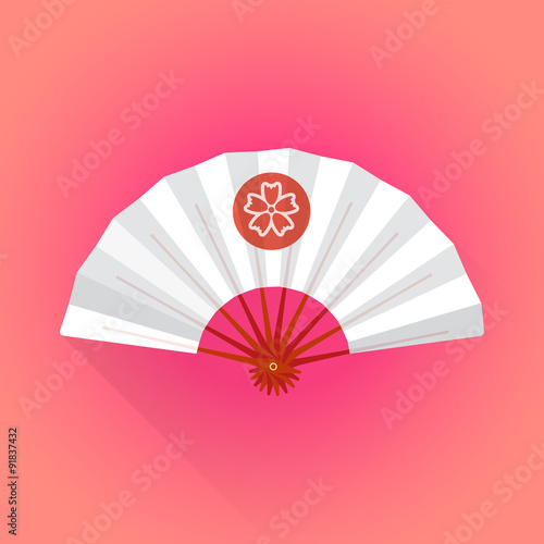 flat style white color japanese style hand fan illustration.