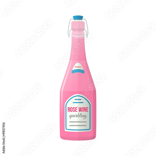 colored flat light pink sparkling wine lightning stopper bottle