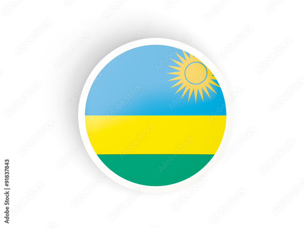 Round sticker with flag of rwanda