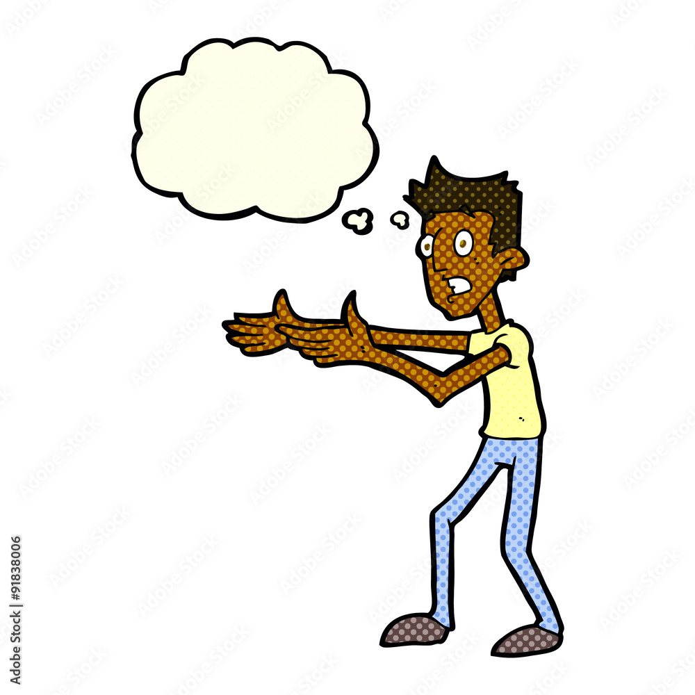 cartoon man desperately explaining with thought bubble cartoon man desperately explaining with thought bubble