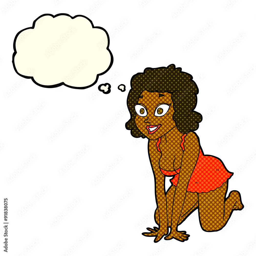 Fototapeta premium cartoon funny sexy woman with thought bubble