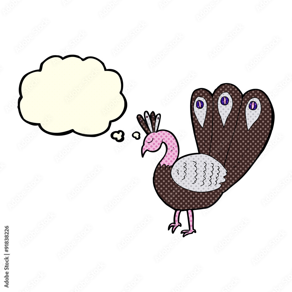 cartoon peacock with thought bubble cartoon peacock with thought bubble
