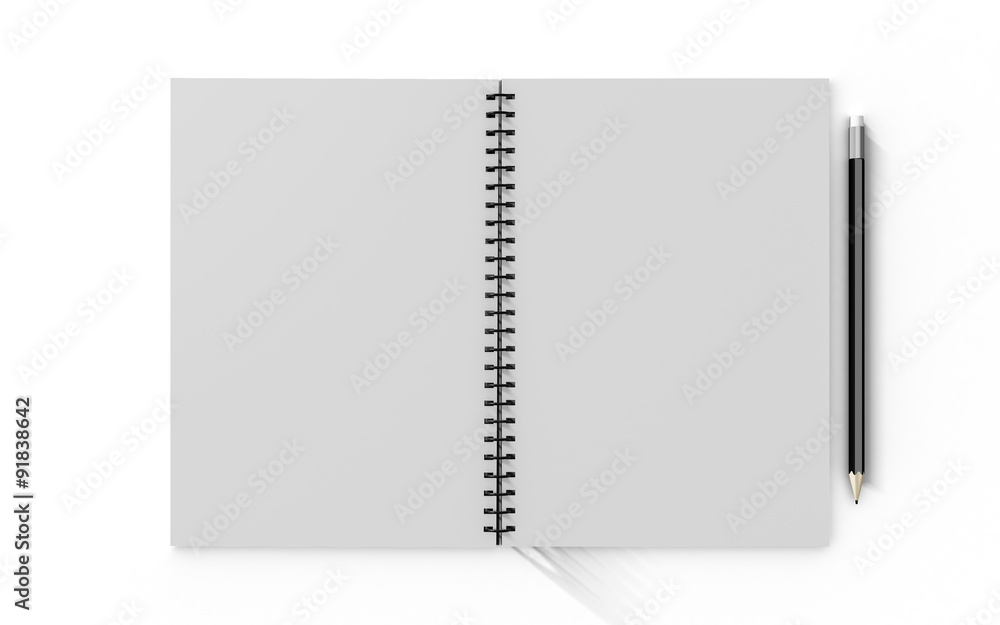 pencil on checked notebook isolated on white background pencil on checked notebook isolated on white background