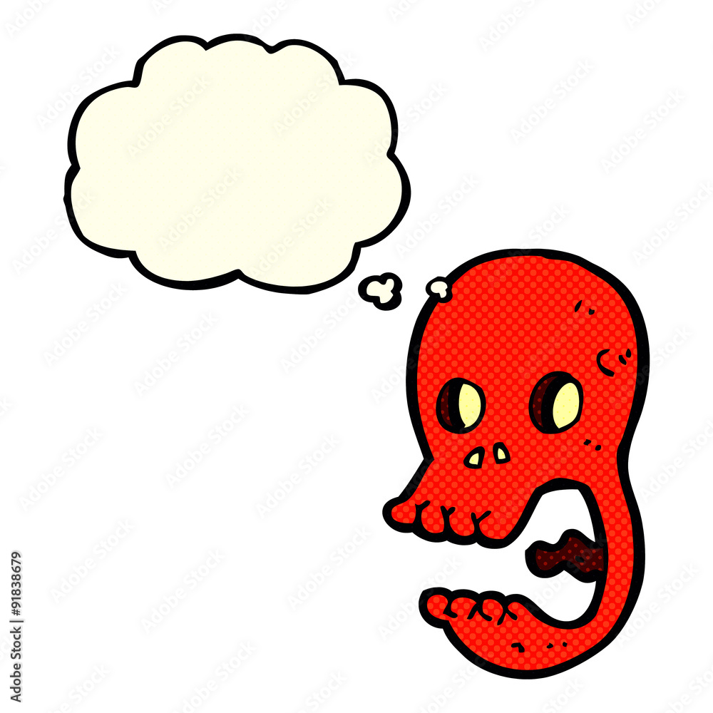 funny cartoon skull with thought bubble funny cartoon skull with thought bubble