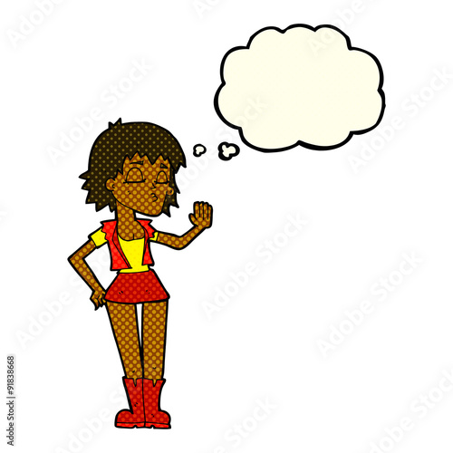 cartoon cool girl with thought bubble