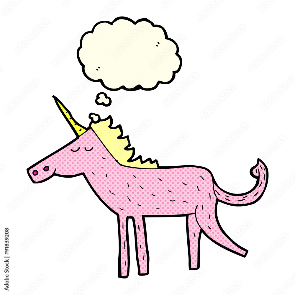 cartoon unicorn with thought bubble cartoon unicorn with thought bubble
