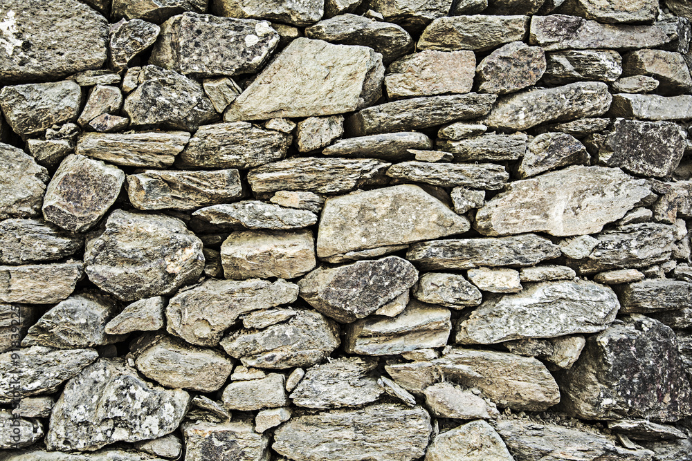 Abstract background of Stone wall vintage cool tone