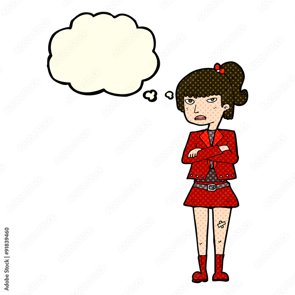 cartoon cool girl with thought bubble cartoon cool girl with thought bubble