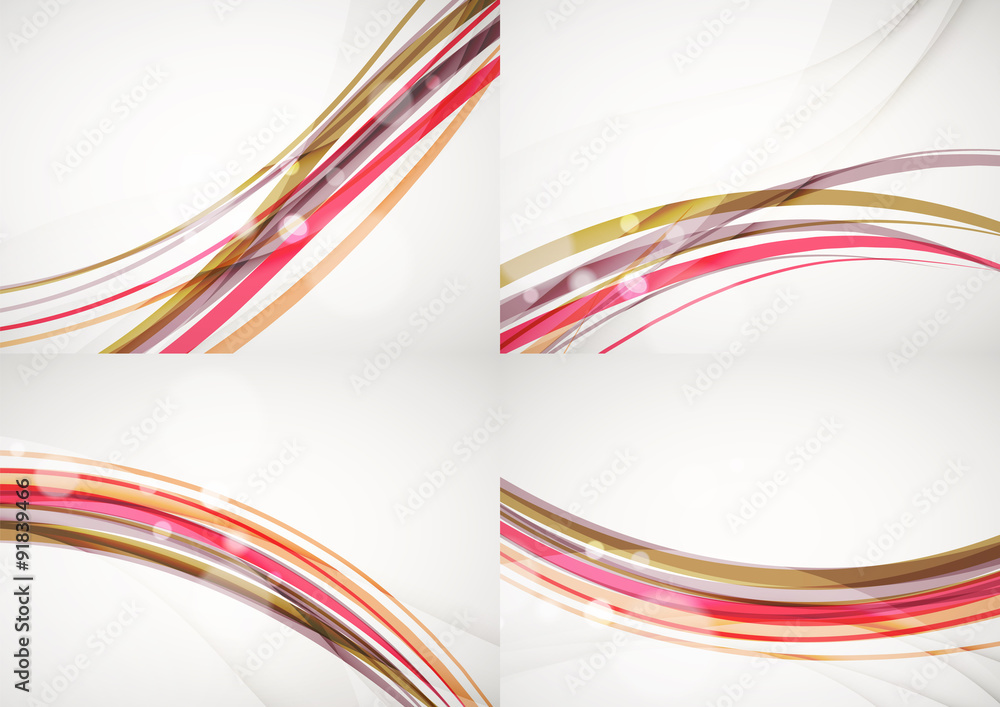 Set of abstract backgrounds. Curve wave lines with light and Set of abstract backgrounds. Curve wave lines with light and