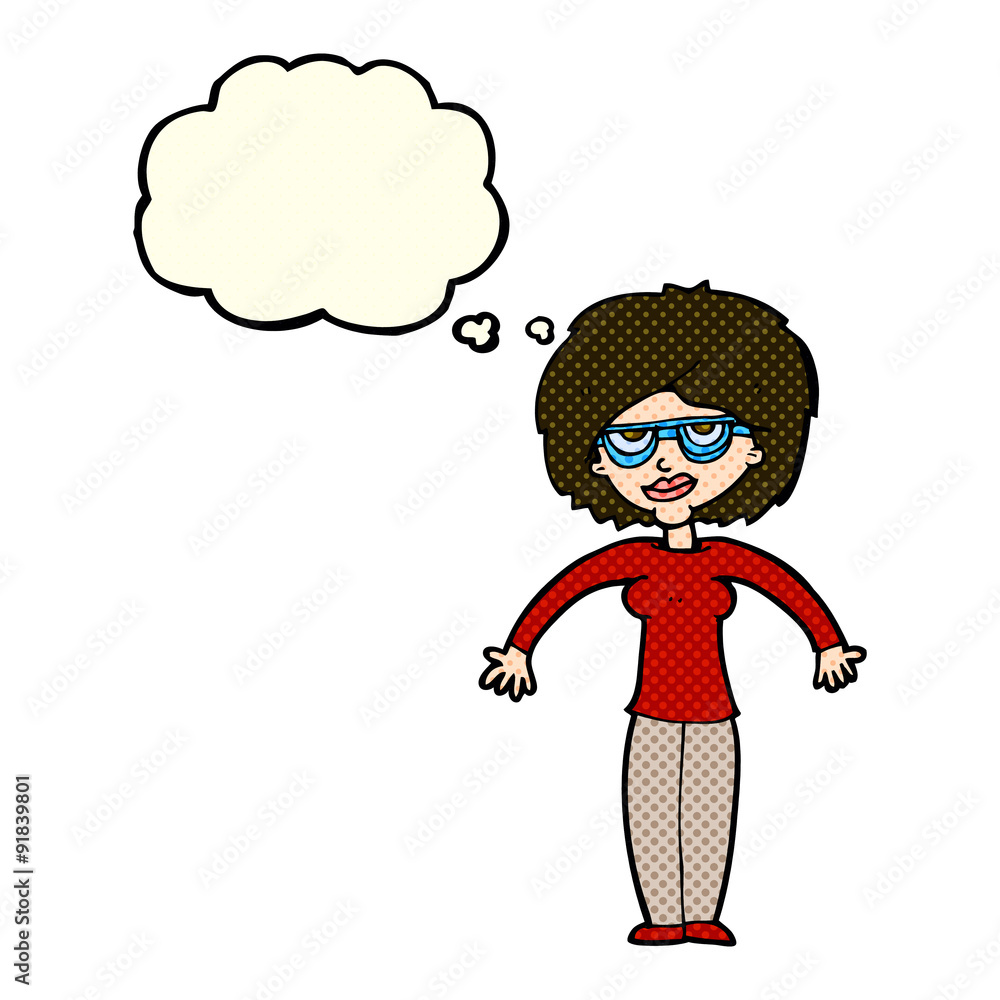 cartoon woman shrugging shoulders with thought bubble cartoon woman shrugging shoulders with thought bubble