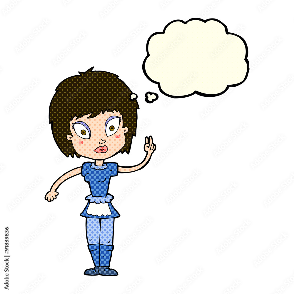 cartoon maid with thought bubble cartoon maid with thought bubble