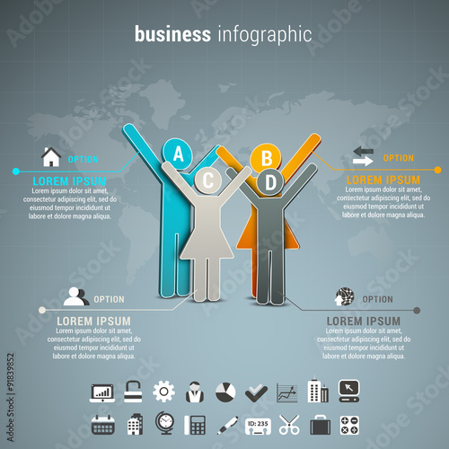 Business infographic made of business people. 