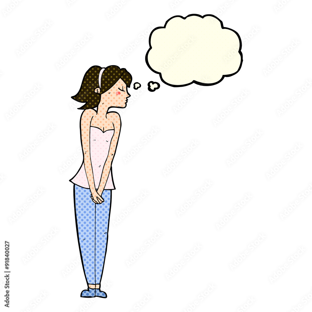 cartoon pretty woman with thought bubble cartoon pretty woman with thought bubble
