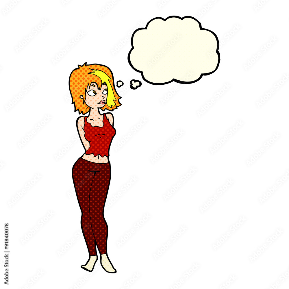 cartoon attractive girl with thought bubble cartoon attractive girl with thought bubble