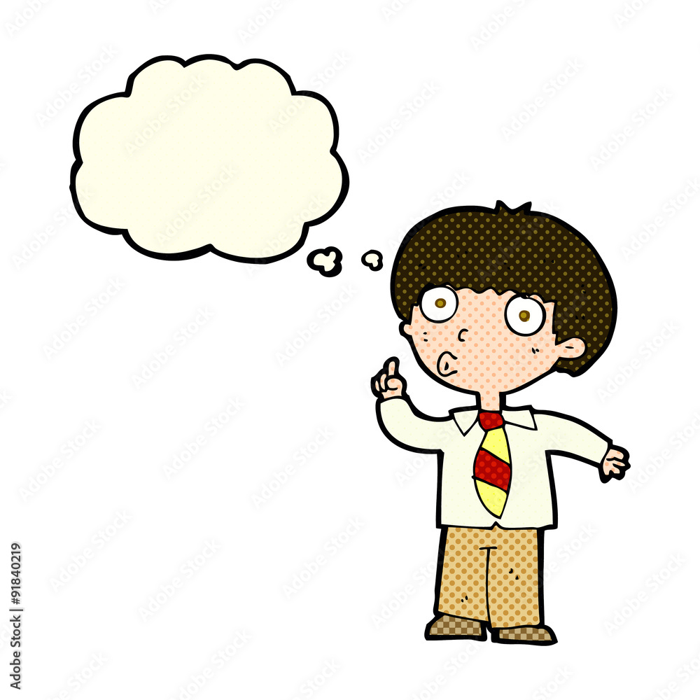 cartoon school boy with question with thought bubble cartoon school boy with question with thought bubble
