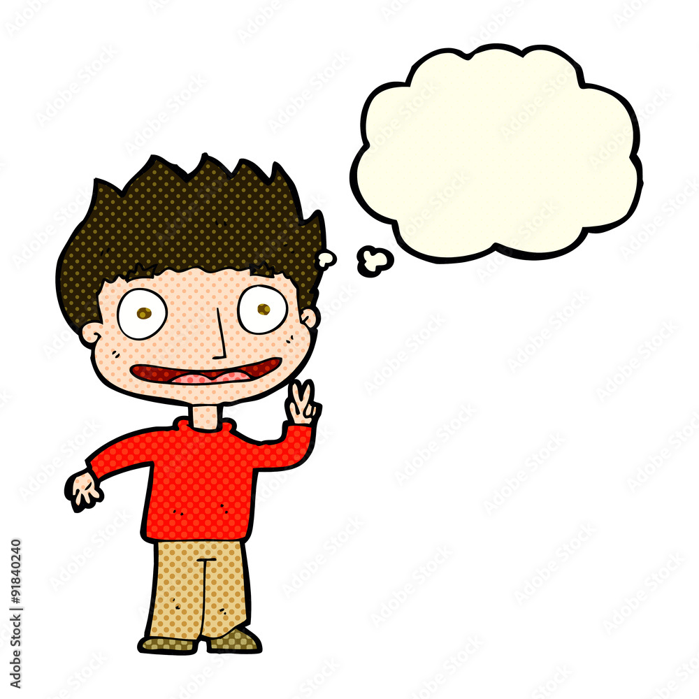 cartoon happy boy with thought bubble cartoon happy boy with thought bubble
