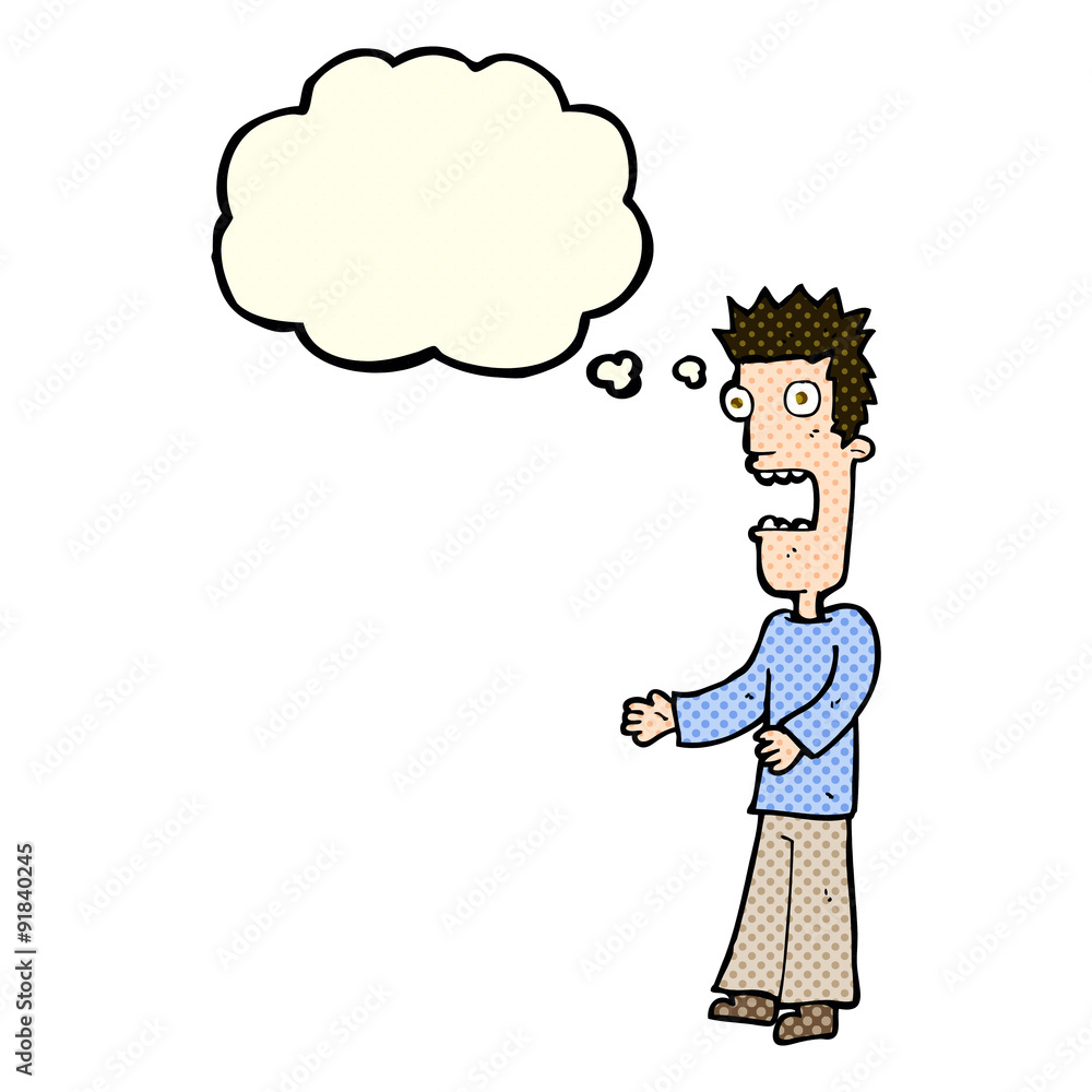 cartoon man freaking out with thought bubble cartoon man freaking out with thought bubble