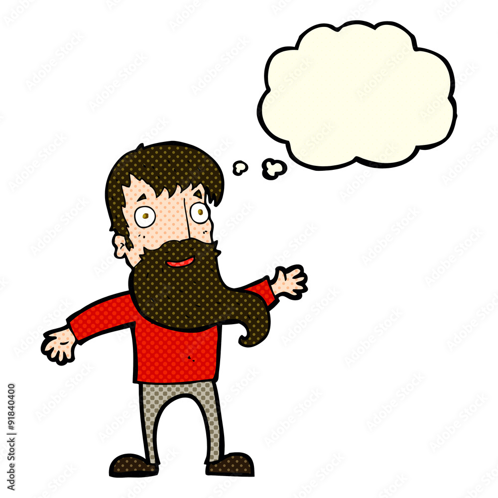 cartoon man with beard waving with thought bubble cartoon man with beard waving with thought bubble